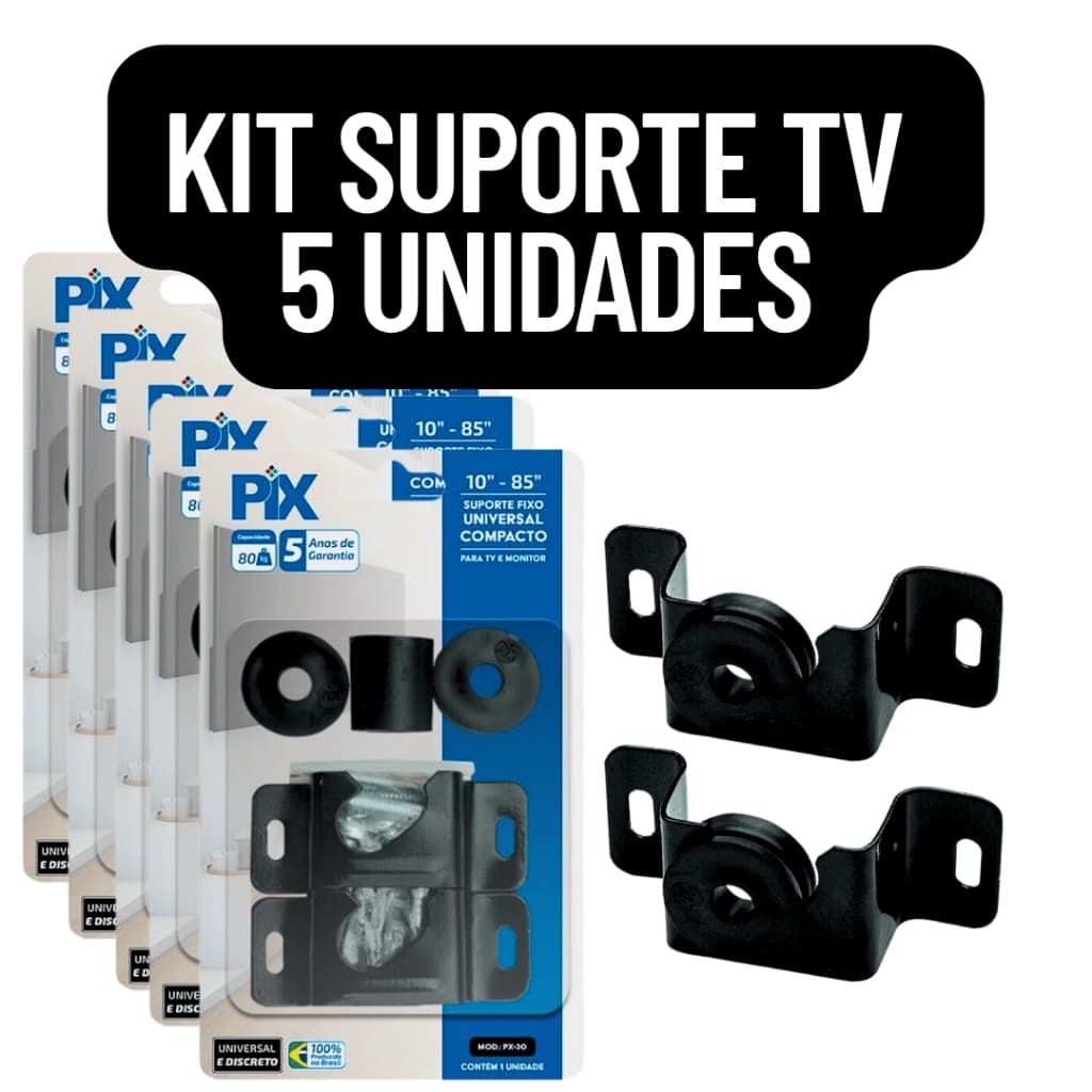 Suporte Para TV 5 Unidades Fixo Universal Compatível 10 a 85 Polegadas
