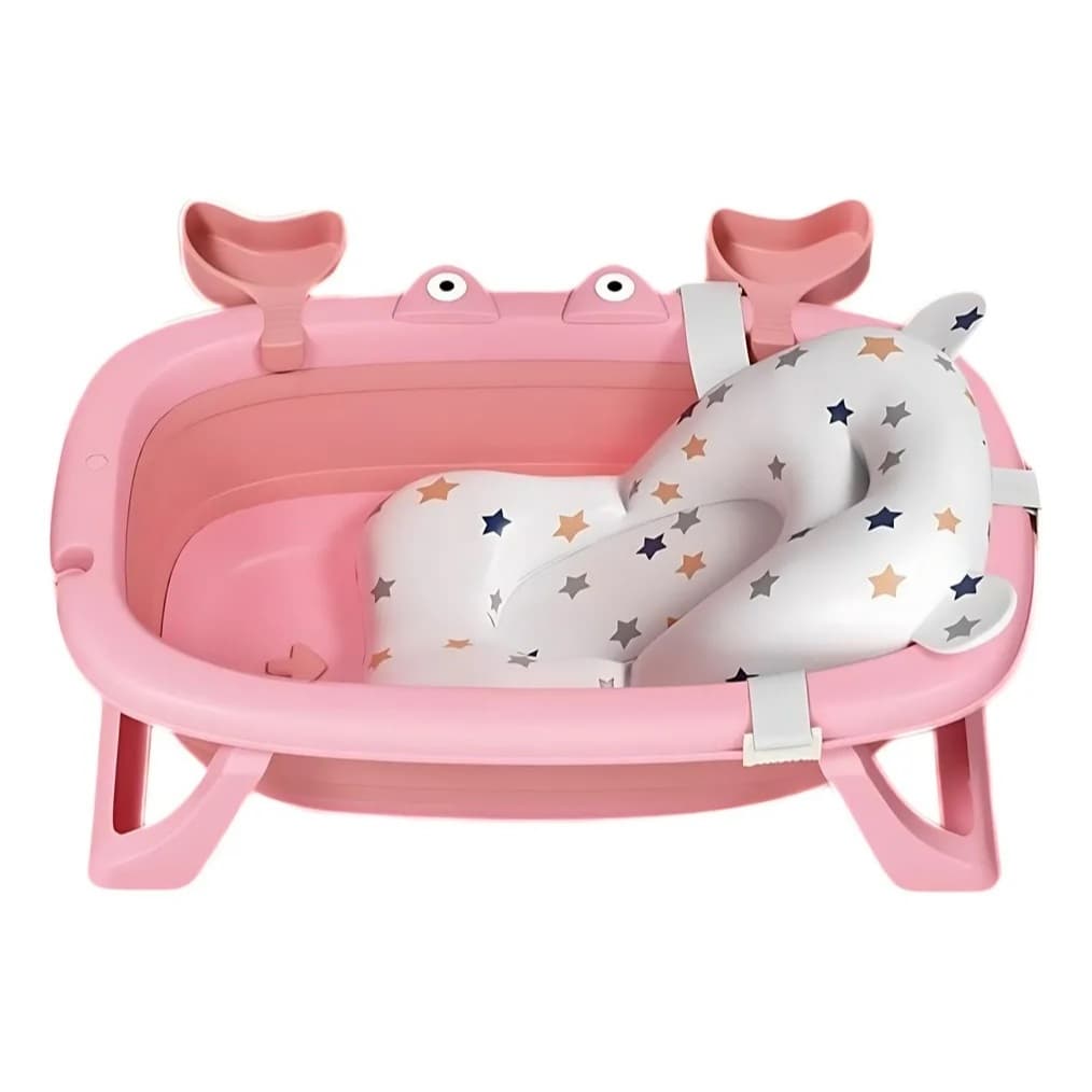Banheira De Bebê Dobrável Retrátil + Almofada Flutua Rosa