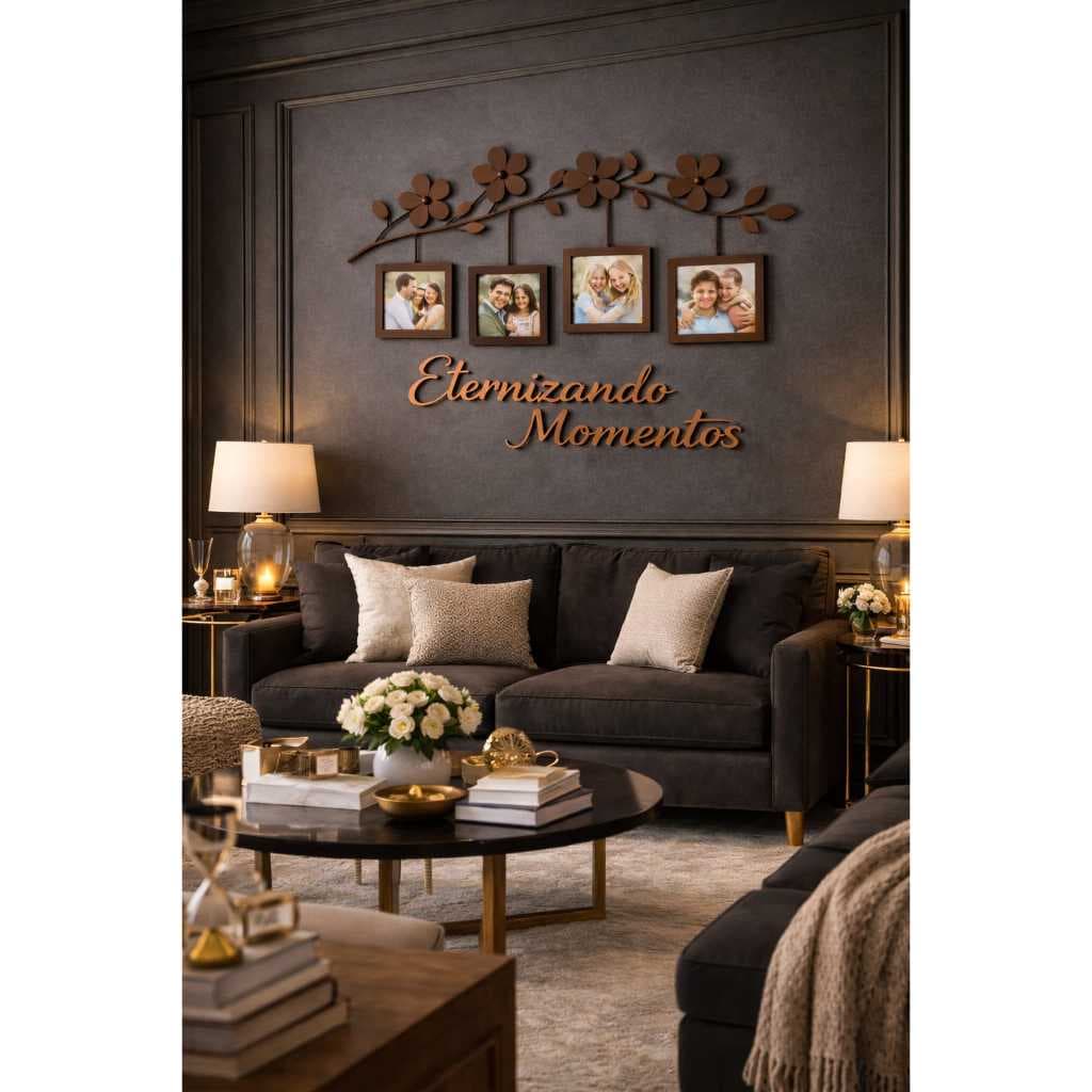 Kit Quadro Porta Retrato com Frase “Eternizando Momentos” – Ideal para Sala ou Jantar