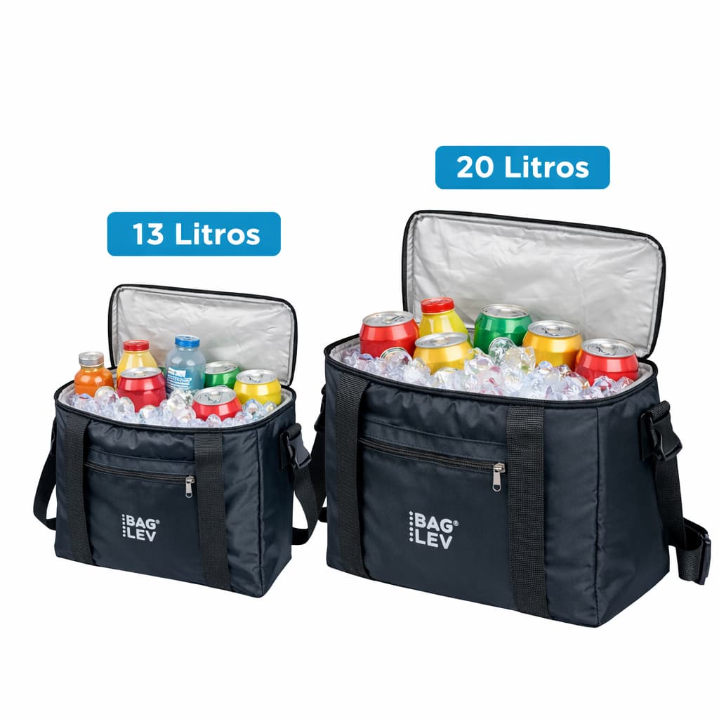 Kit Bolsa Térmica 13 e 20 Litros Impermeável Antivazamentos Praia Viagem e Camping Conserva Frio Delivery Entregas