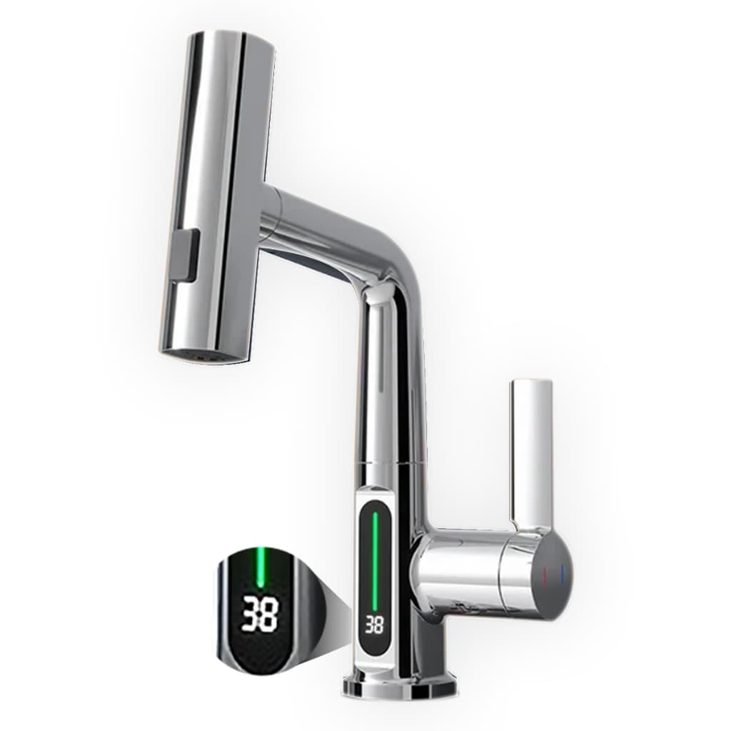 Torneira Digital Aço Inox Água Quente Fria Com Display LED