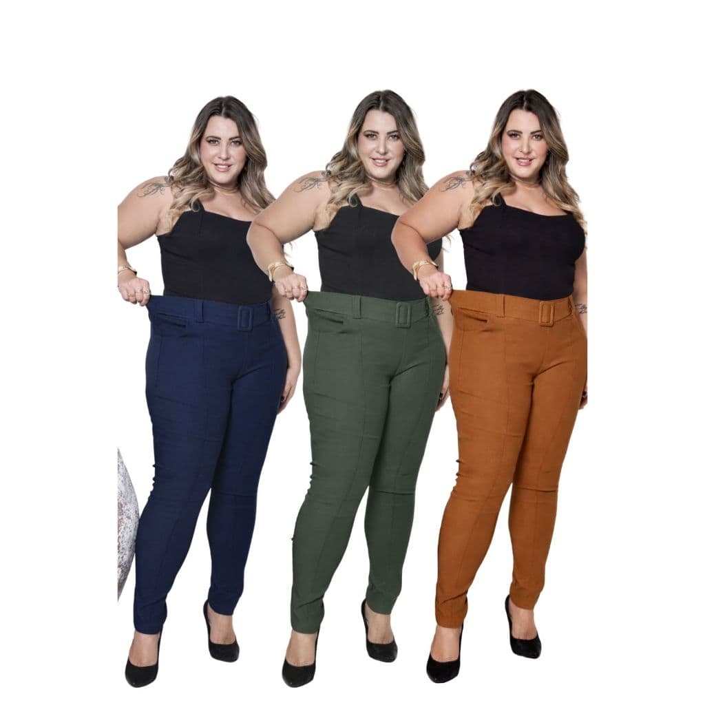 Calça Feminina social Plus Size Com Fivela