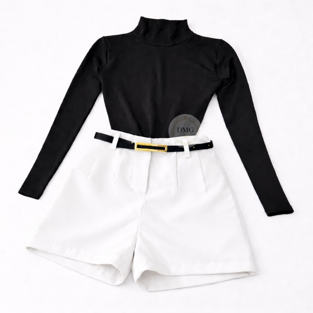 Conjunto Feminino Body Gola Alta + Short Alfaiataria - ENVIO IMEDIATO !