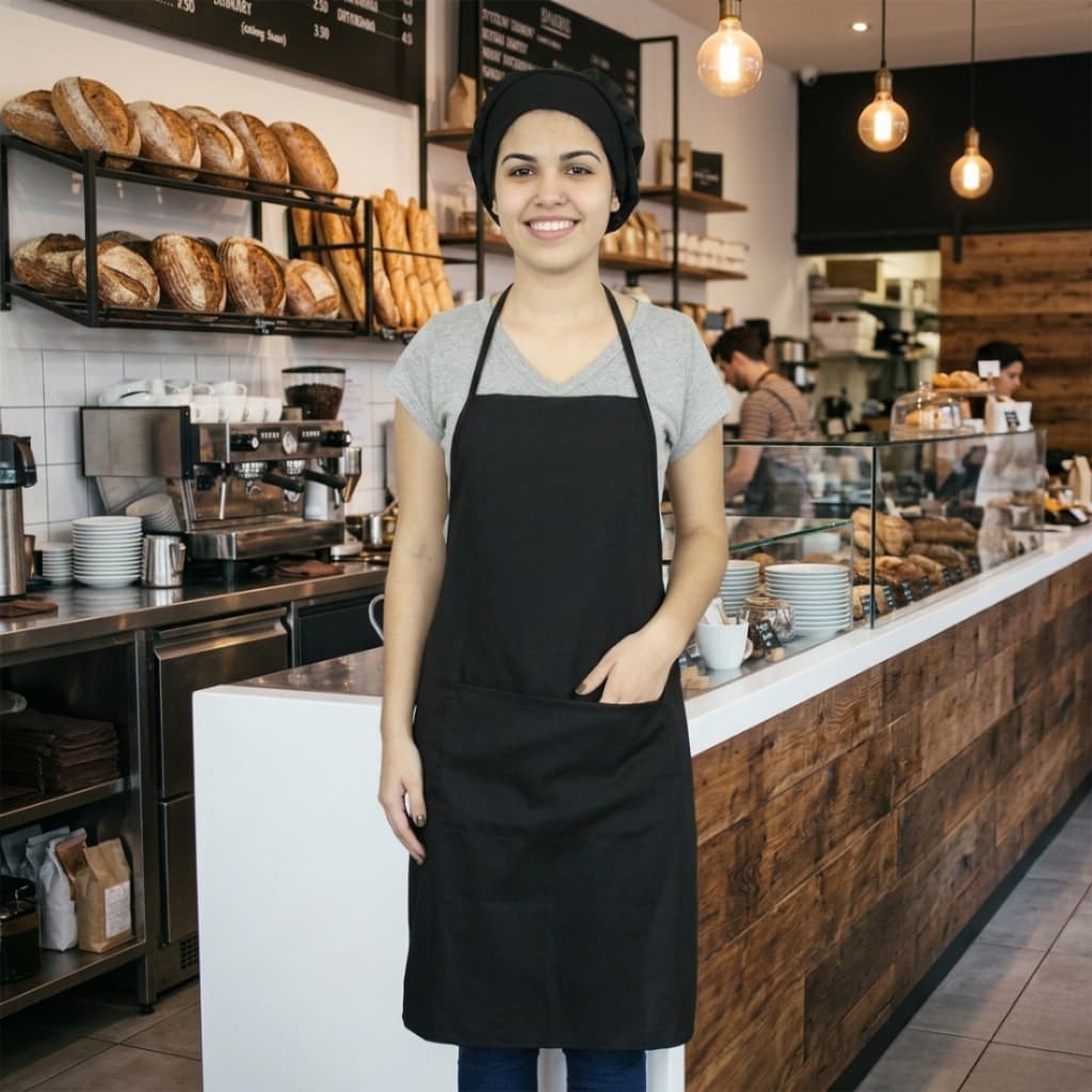 Kit Cozinha Avental Com Bolso E Touca Em Oxford Ajustável Unissex Para Chef de Cozinha Restaurante