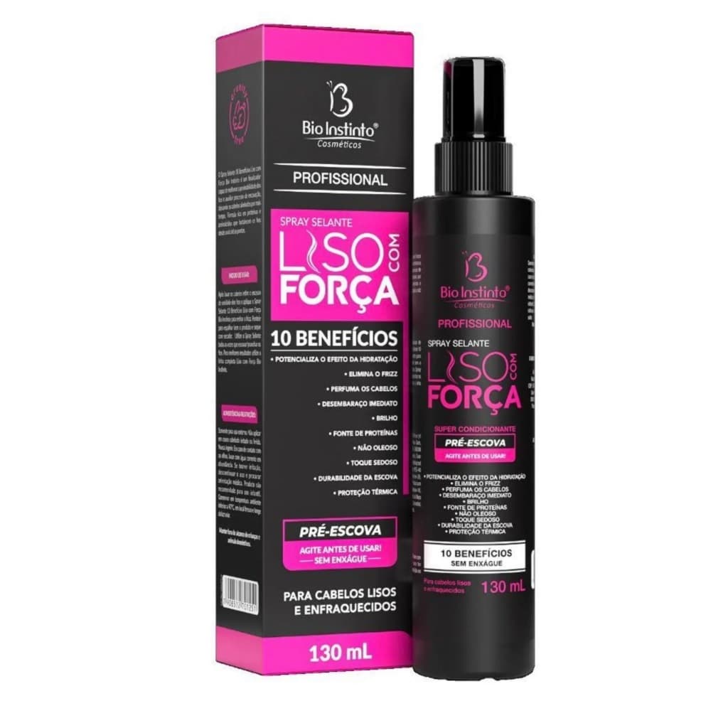 Creme de Pentear Bio Instinto Liso com Força 10 Benefícios | Antifrizz + Proteção Térmica + Brilho | Leave-in Sem Enxágu