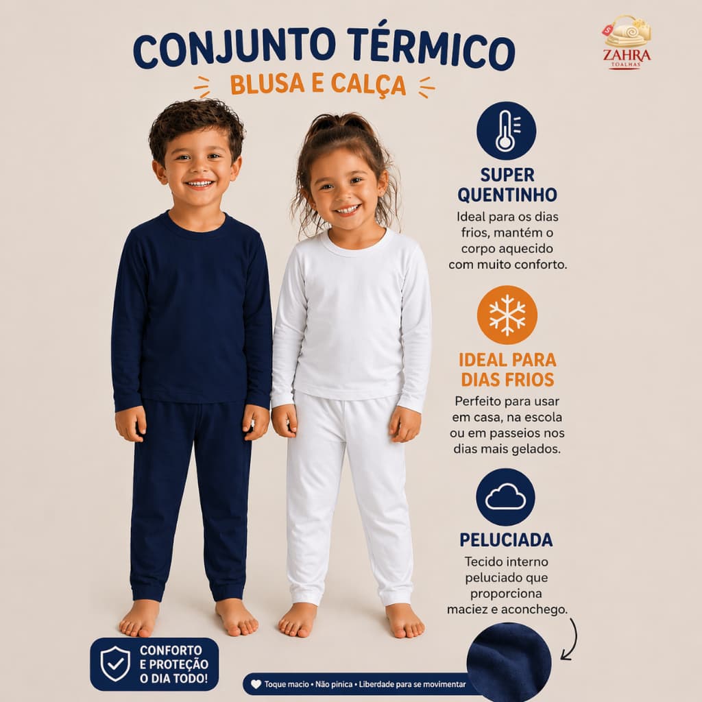 Conjunto Blusa e Calça Térmica Infantil Juvenil Feminina Masculina UNISSEX Peluciada Frio