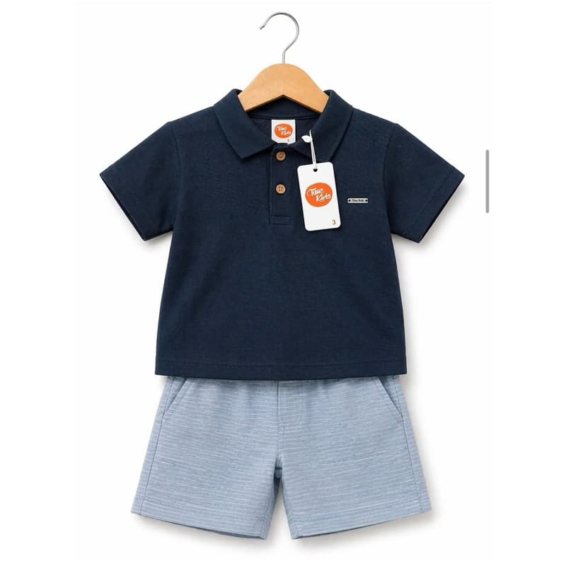 Kit 3 Conjuntos Infantil Menino Polo + Shorts Estiloso Promoção TAM 3 e 4