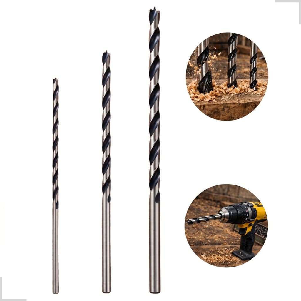Kit 3 Brocas Extra Longa Pra Madeira Mourão 6mm 8mm e 10mm Serpentina Fibrocimento 3 Três Pontas