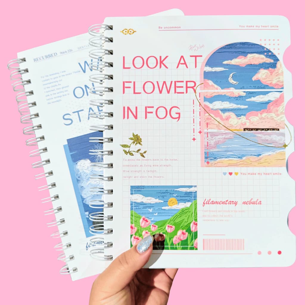 Caderno Sonhador Importado com Divisórias Tons Pasteis - Caderno Espiral Pastel