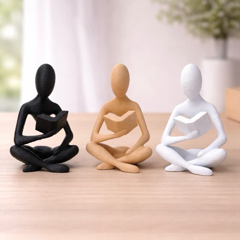 Escultura minimalista “Celestial Leitor” - Decoração moderna e presente-Casa-Sala-escritorio-livro