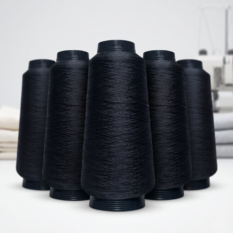Kit 5 Fios Overlock Preto 100g 100% Poliéster Alta Resistência Para Overloque e Interlock Malhas e Tecidos