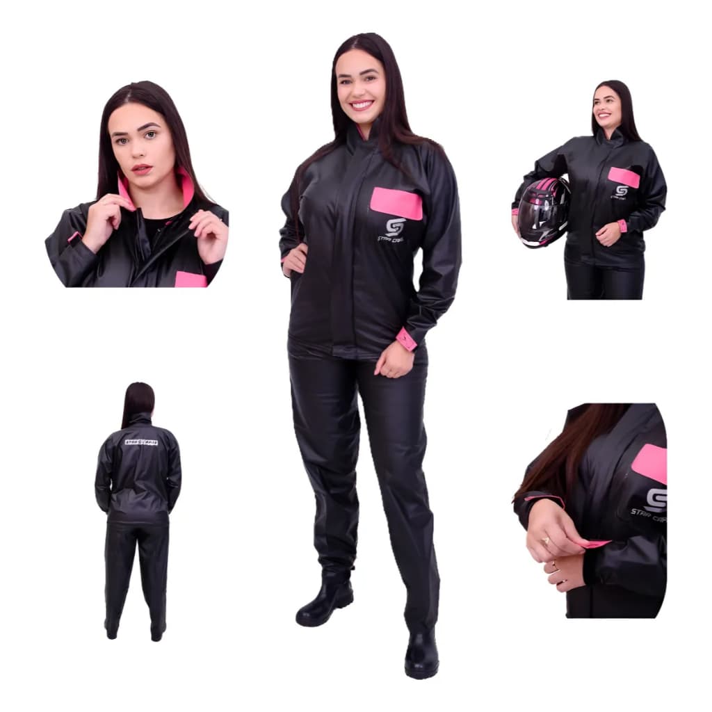 Capa de Chuva Conjunto Completo Pvc Luxo Para Motoqueiro Motoboy FEMININA Promoção