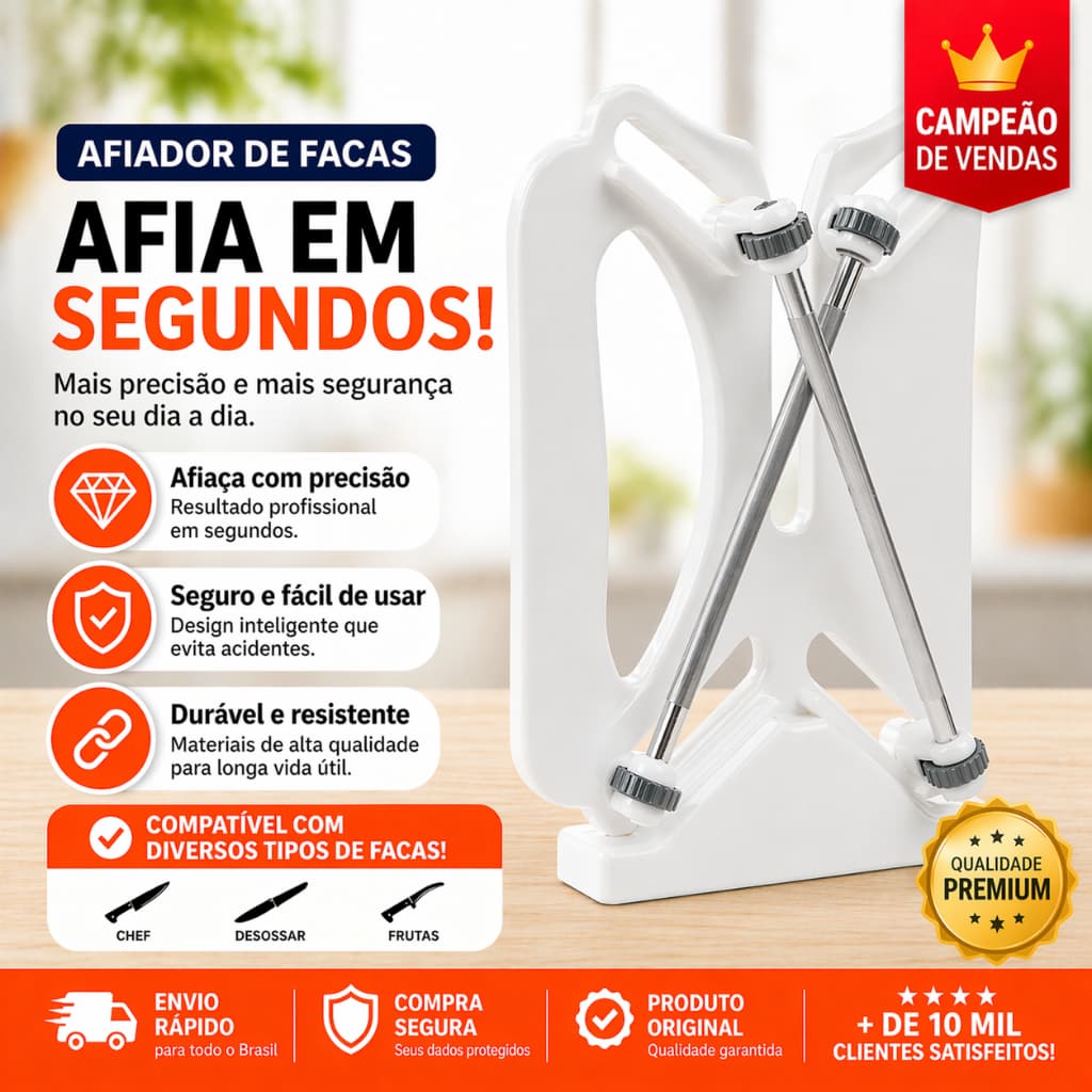 Afiador De Facas Amolador De Facas Chaira Coluna Profissional Branco