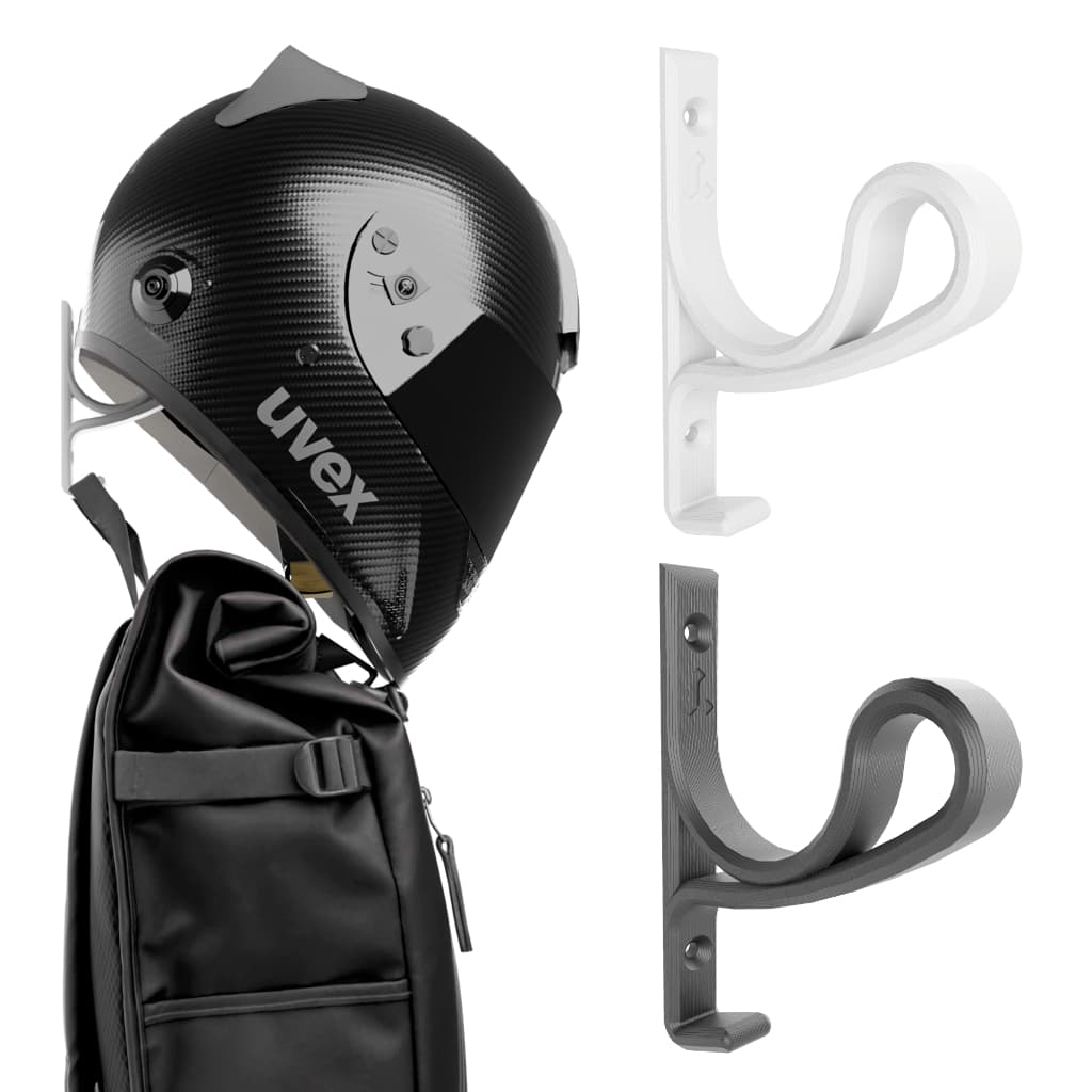 Kit 2 Suporte Parede 2 em 1 para Capacete Mochila e Jaqueta