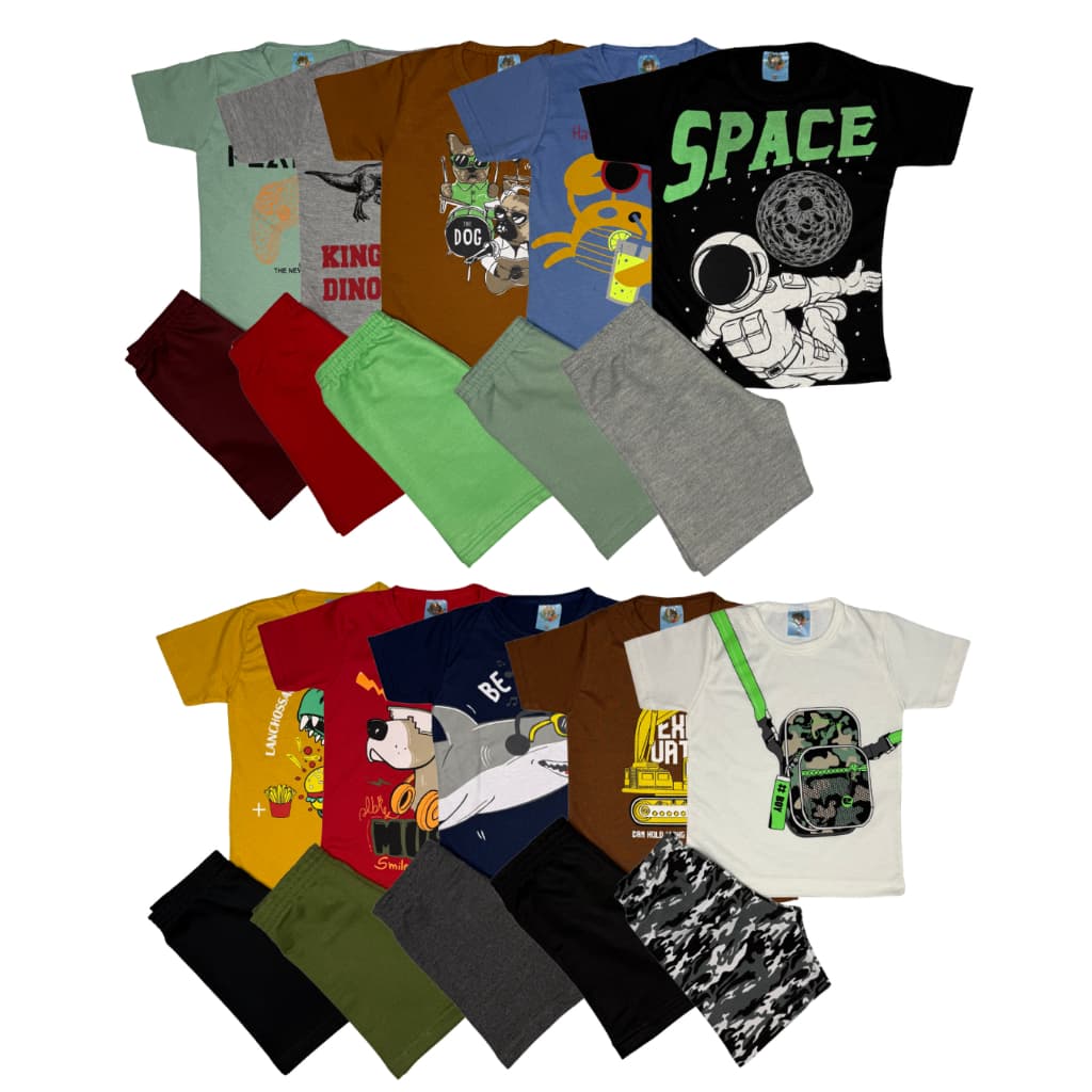 KIT 4 a 10 Peças Sortido Menino Infantil Verão Masculino Casual 1 a 10 Anos