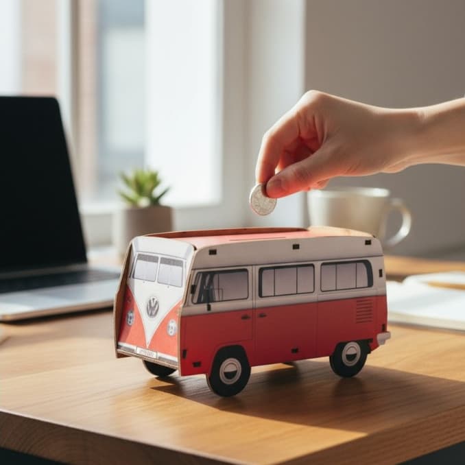 Cofre Cofrinho Porta Moedas Kombi Vermelho