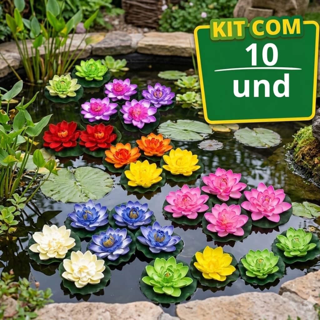 Lírio de Lótus planta Artificial Flutuante para Decoração de Casa e Lagoa - Flor Simulação EVA