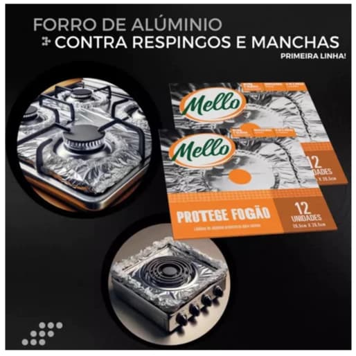 Kit Protege Forra Fogão Folhas em Alumínio 26,5 x 26,5cm Mello Envelope 12 , 24 ou 36 unidades