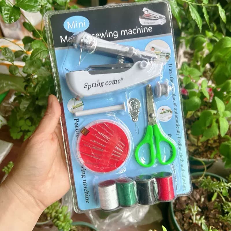 Kit Costura Portátil com Máquina Manual + Acessórios | Fácil e Prático para Reparos Rápidos