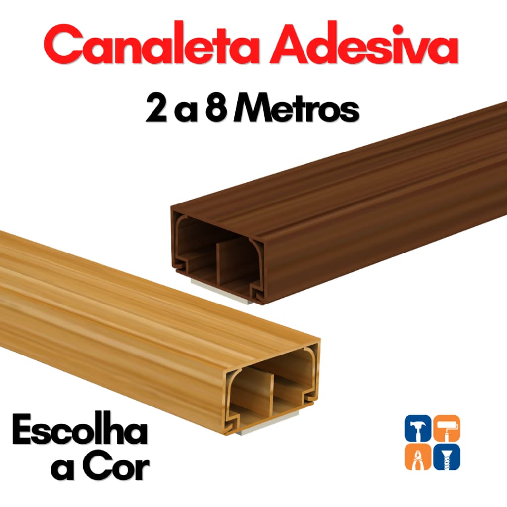 Canaleta para Fio Marrom Cor Madeira Organizador Canaleta Amadeirada Adesiva Mogno Cerejeira