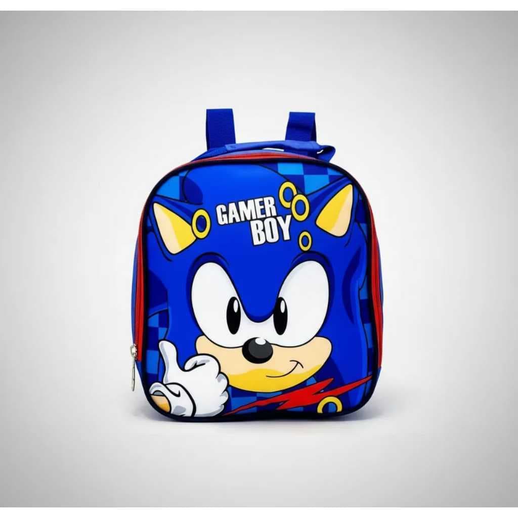 lancheira termica criança creche confortavel game boy sonic azul
