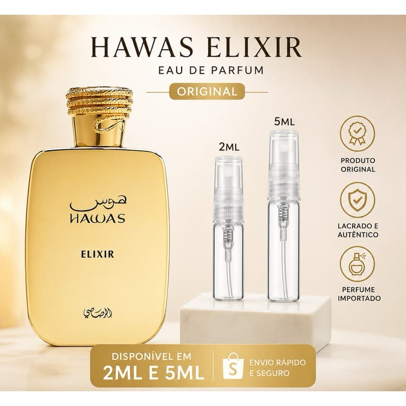 Perfume Masculino Hawas Elixir – Amadeirado, Aromático e Sofisticado | Alta Fixação | Original