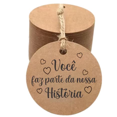 Tag Kraft - Você faz parte da nossa história - lembrancinha, casamento e noivado + Fio Incluso