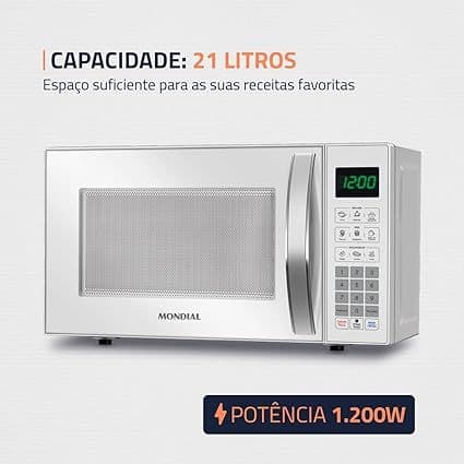 Micro-ondas Mondial 21L com Função Tira Odor 1200W 220V