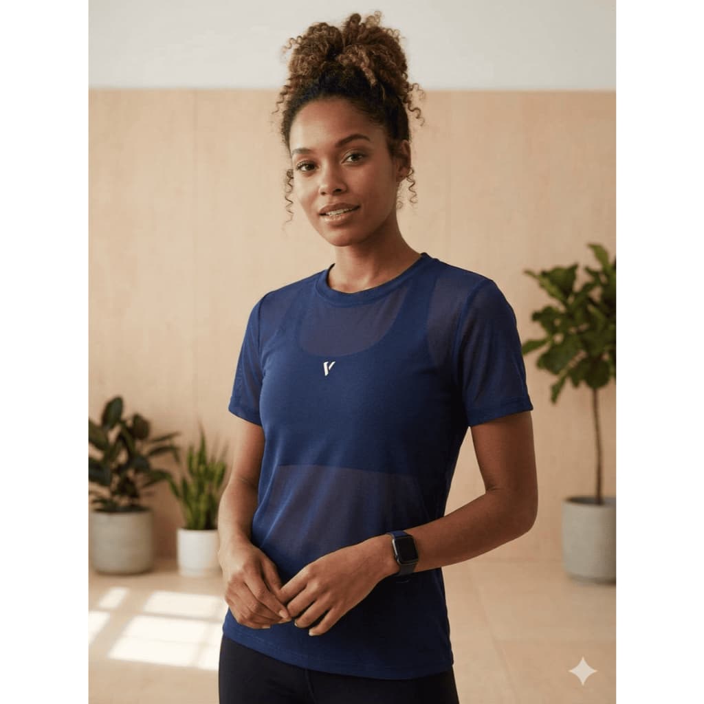 Blusa fitness feminina tule transparente para treino na academia