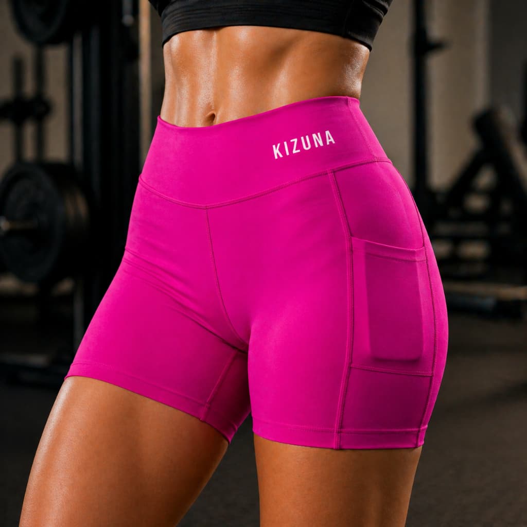 Short Feminino Fitness Kizuna Premium Bermuda de Bolso Lateral Meia Coxa Suplex de Alta Tecnologia Zero Transparencia
