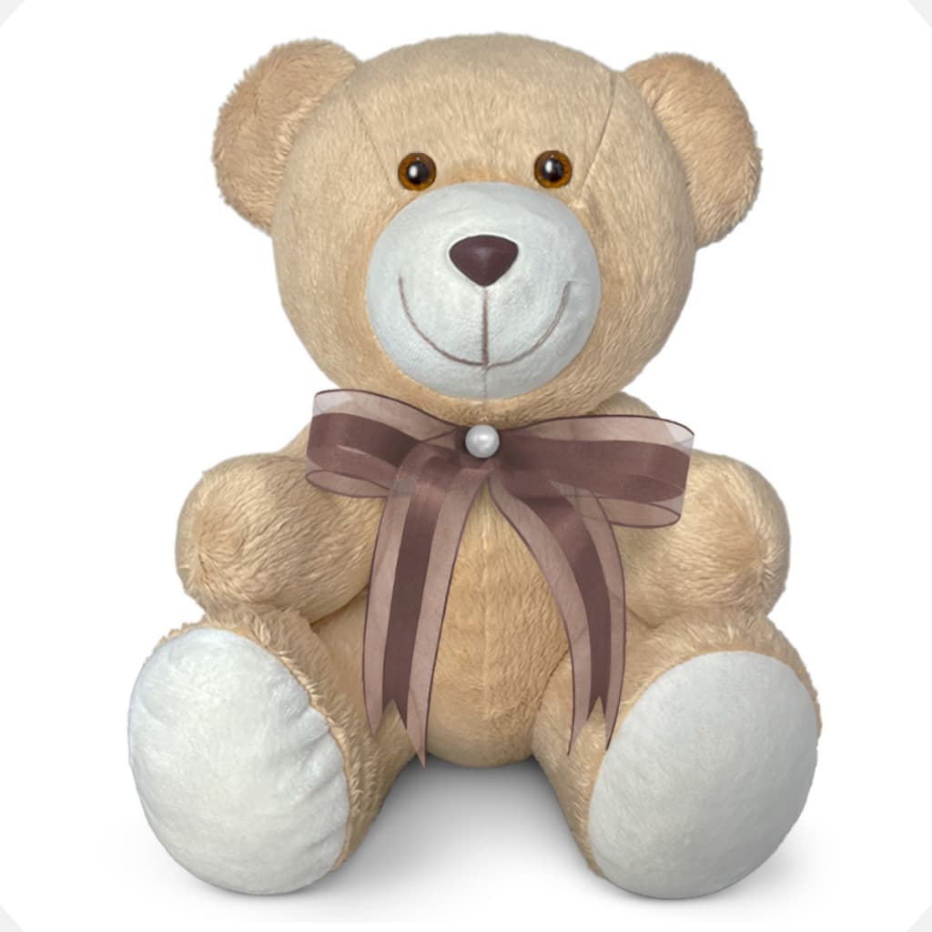 Urso de Pelúcia Articulado com Laço Antialérgico Ursinho Decoração