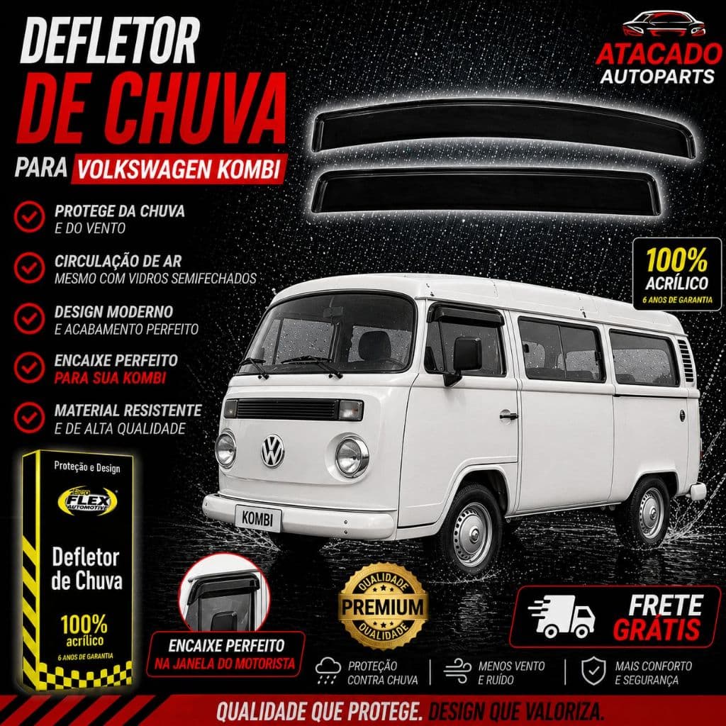 Calha Defletor Chuva  Volkswagen Kombi 1978 A 2014 2 Portas Ecoflex Original Fume