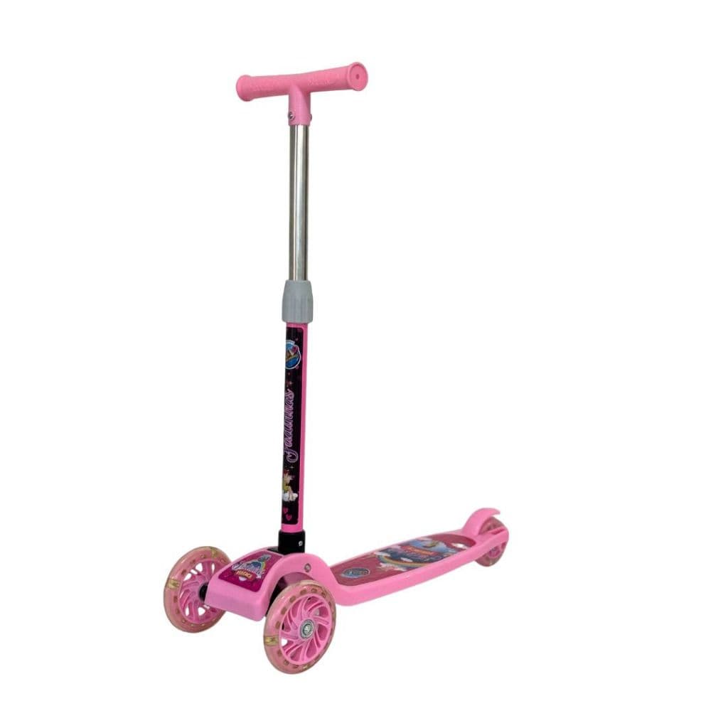 Patinete Azul Rosa 3 Rodas LED Para Crianças Dobrável