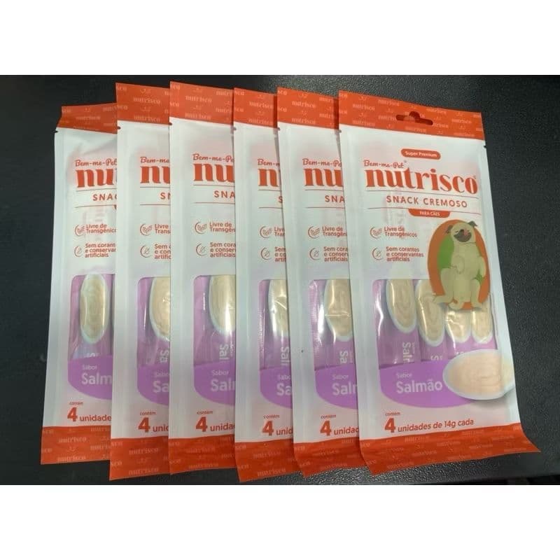 Snack Cremoso Nutrisco Cães - Sabor Salmão ou Frango 56g (4 unidades de 14g cada)