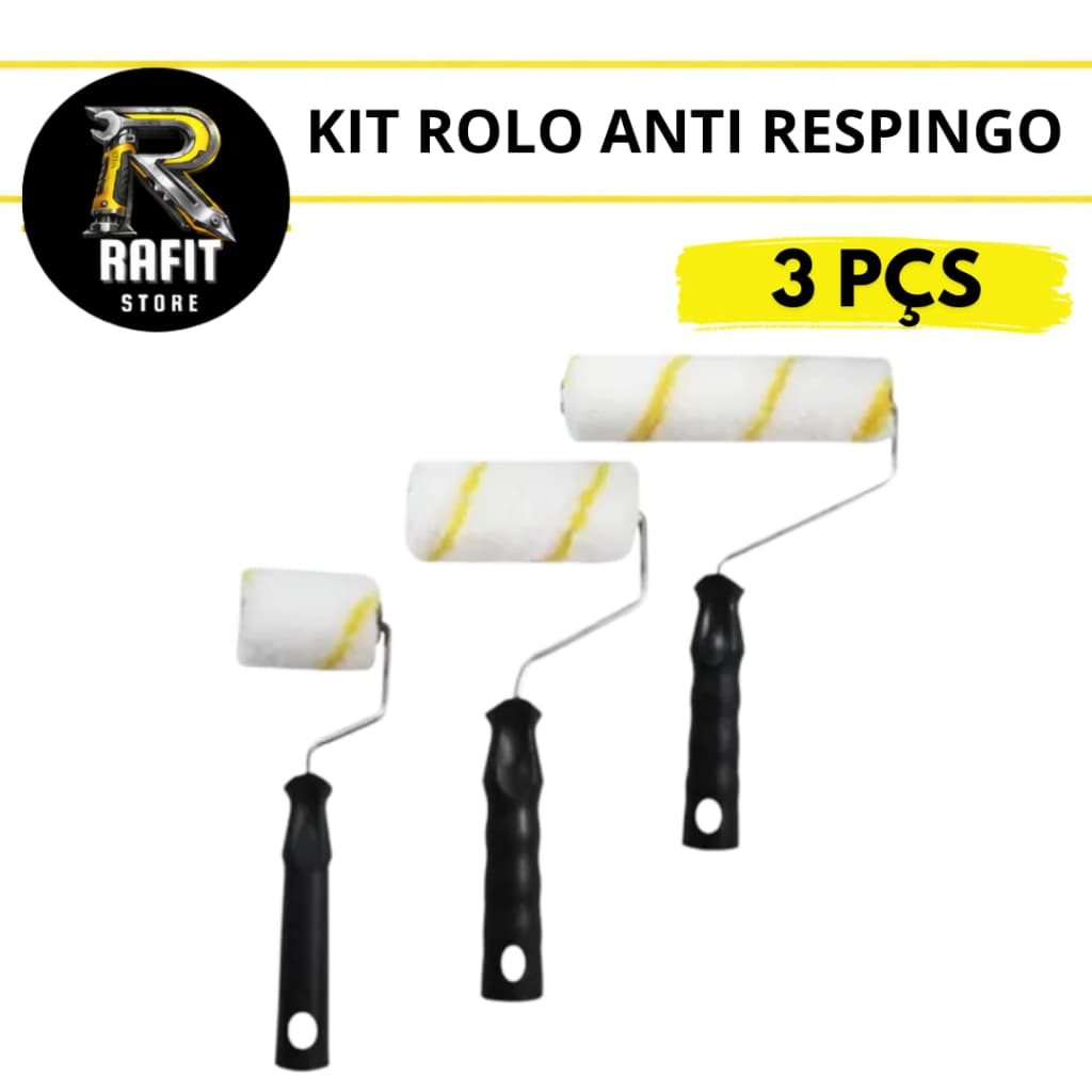 Kit 3 Rolos de Lã Anti respingos para Pintura 5cm 9cm 15cm Rolinhos de Pintura Parede e Teto Respingo Zero