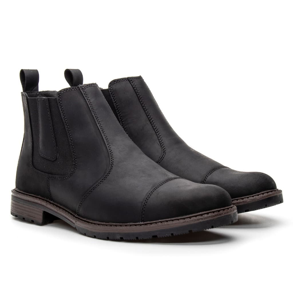 Botina Masculina Couro Original Confortável Resistente Roça Rodeio Bota Antiderrapante Crazy Horse