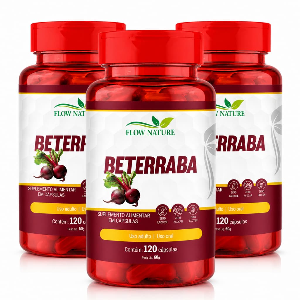 Beterraba - 120 Cápsulas de 500 mg - Suplemento Alimentar - 100% Natural