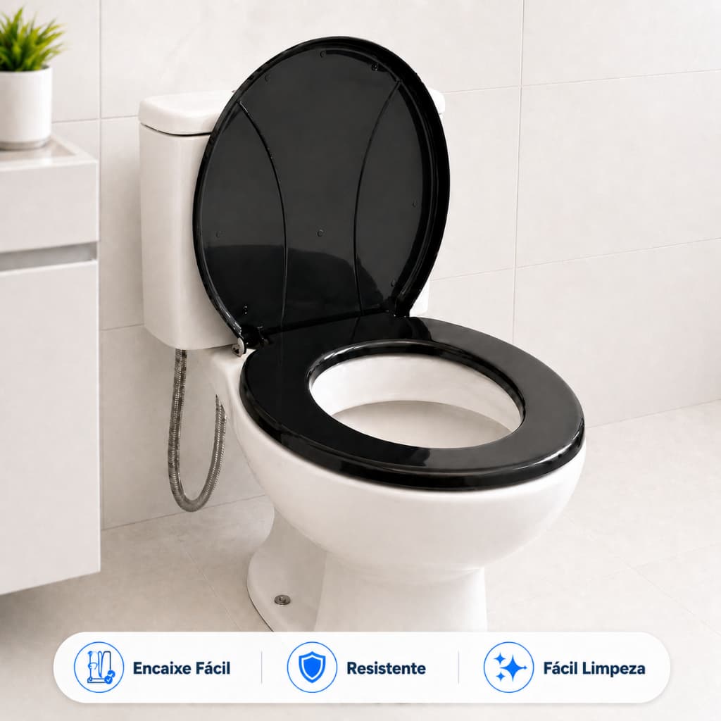 Assento Sanitário Universal Tampa Vaso  Branco ou Preto Reforçado Fácil Instalação Resistente