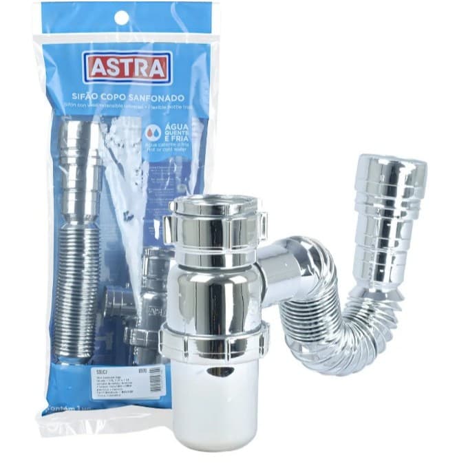 🚿 Sifão Sanfonado Universal com Copo Cromado SSUC2 – Astra