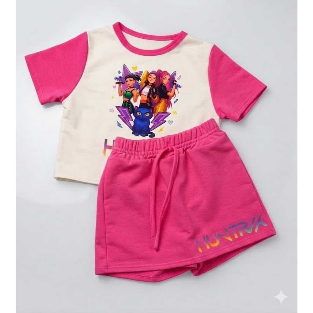 CONJUNTO HUNTRIX  BLUSA + SHORT SAIA INFANTIL
