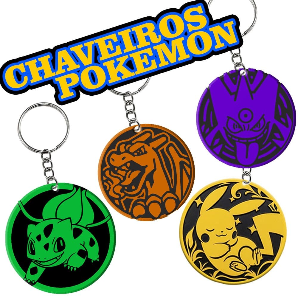 Chaveiros Pokemon Pikachu Charizard Gengar Bulbassauro