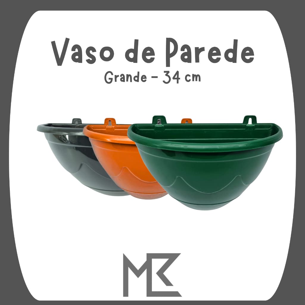 Vaso de Parede Grande 34 cm Preto/Terracota/Verde Jardim Vertical/Planta/Flor/Elegante/Horta