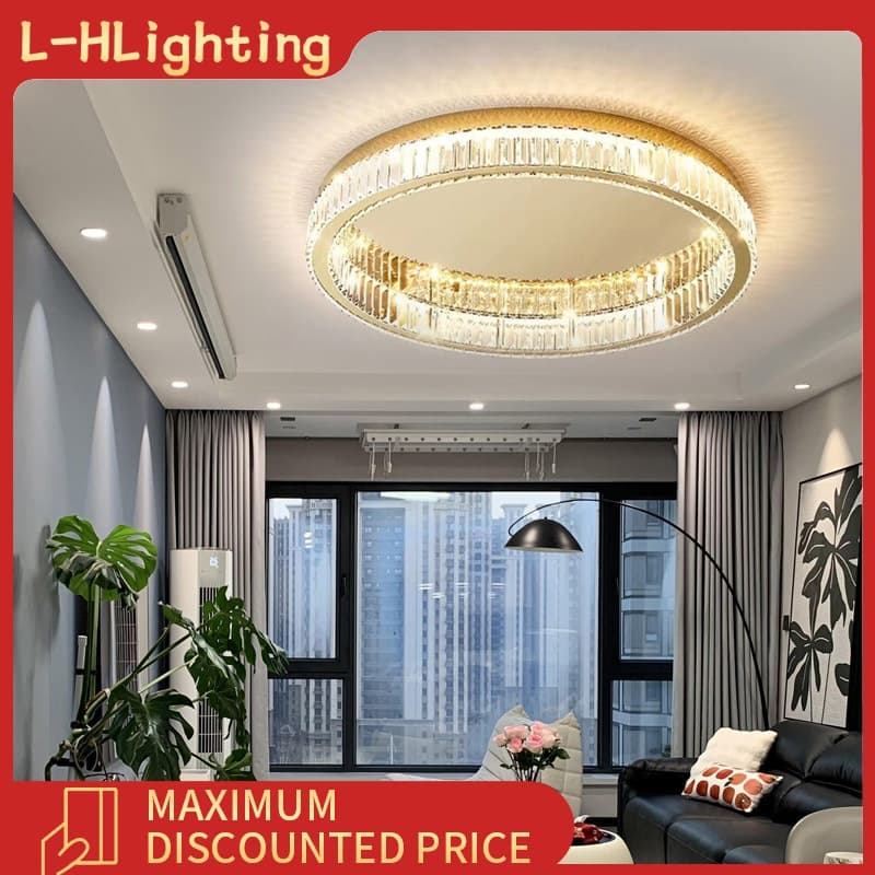 Lustre de cristal para sala de estar luxuosa, lustre de LED para quarto, luminária para sala de jantar