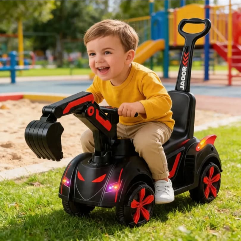 Retroescavadeira Elétrica Infantil 6v Com Haste Vermelha