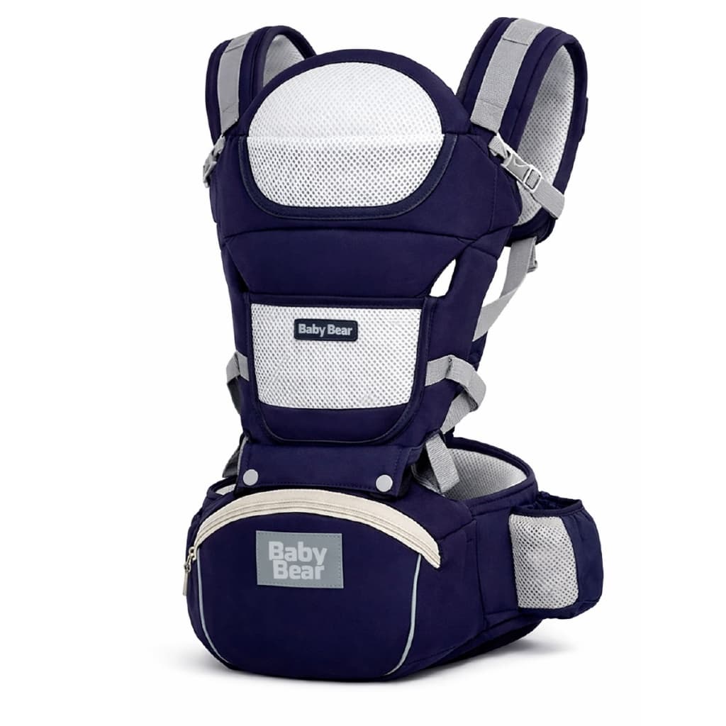 Canguru para Bebê Ergonômico 3 em 1 com Assento Mochila Infantil Ajustável 0 a 36 Meses até 15,5kg AZUL MARINHO