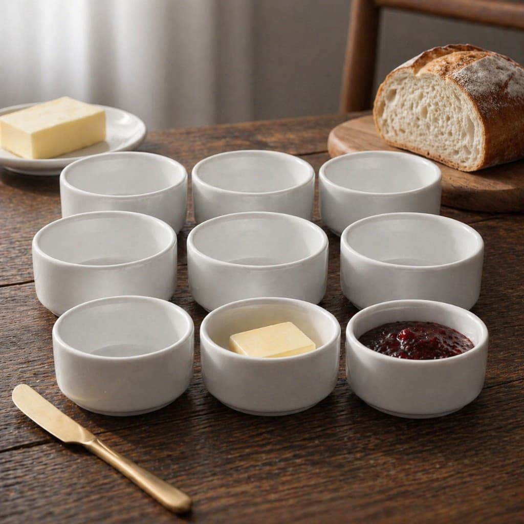 Kit 10 Porta Patê 70ml Porcelana Branco Porta Manteiga