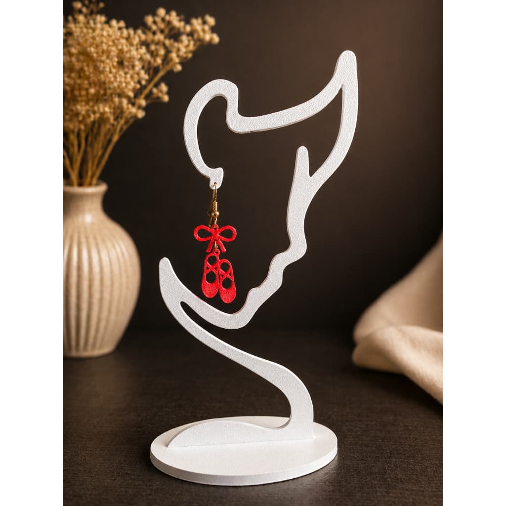 Par de brinco bailarina sapatilha + laço vermelho - 3D