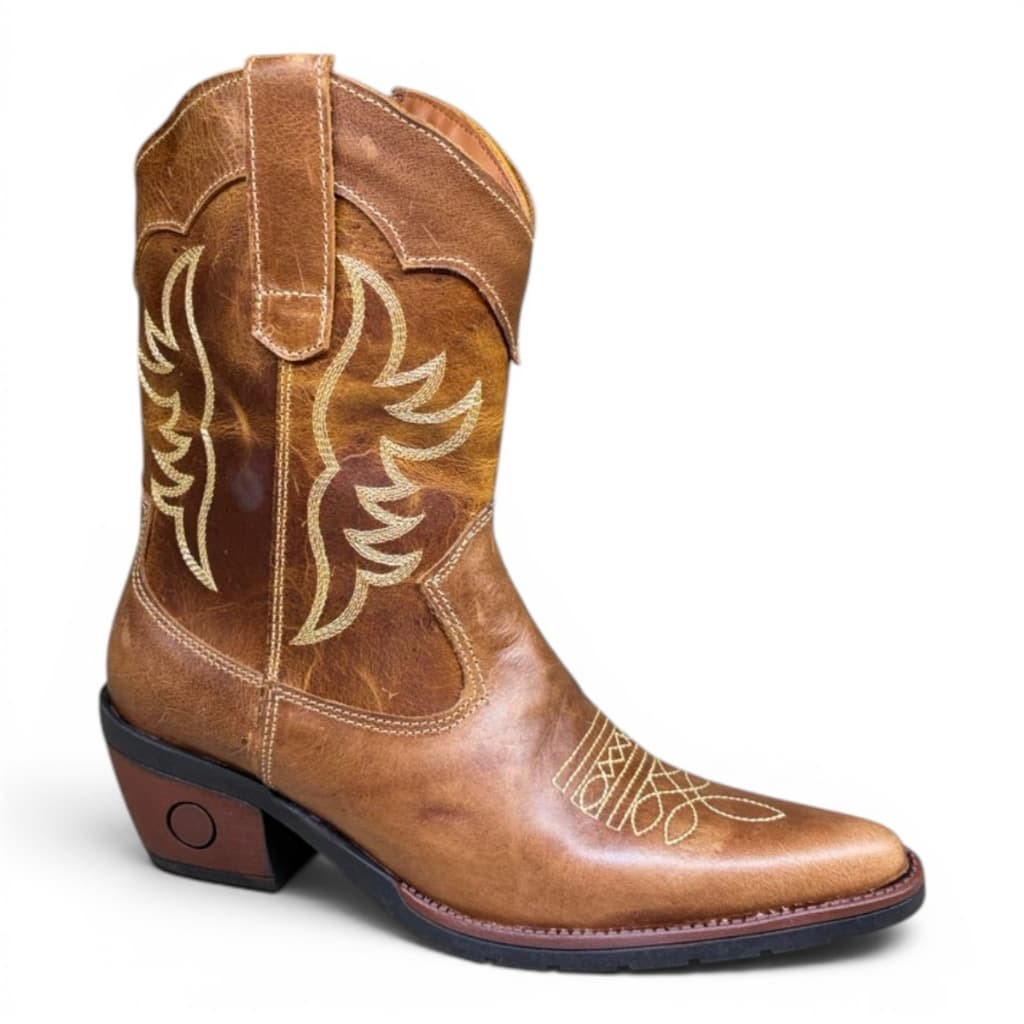 BOTA TEXANA TODA DELA 8000 EM COURO CANO MÉDIO COUNTRY SERTANEJA FEMININA