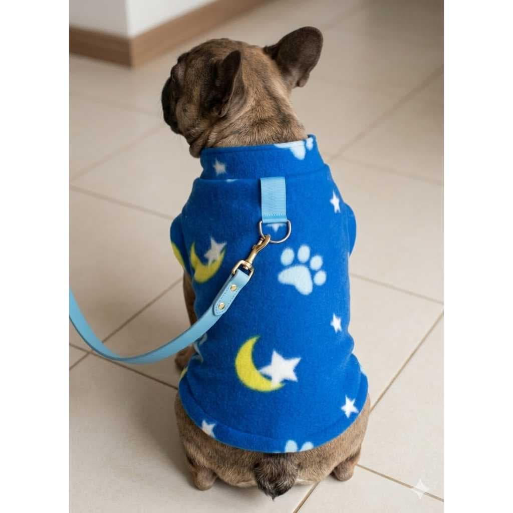 Roupa para cachorro Soft  com estampa de lua e estrela Com suporte para Guia