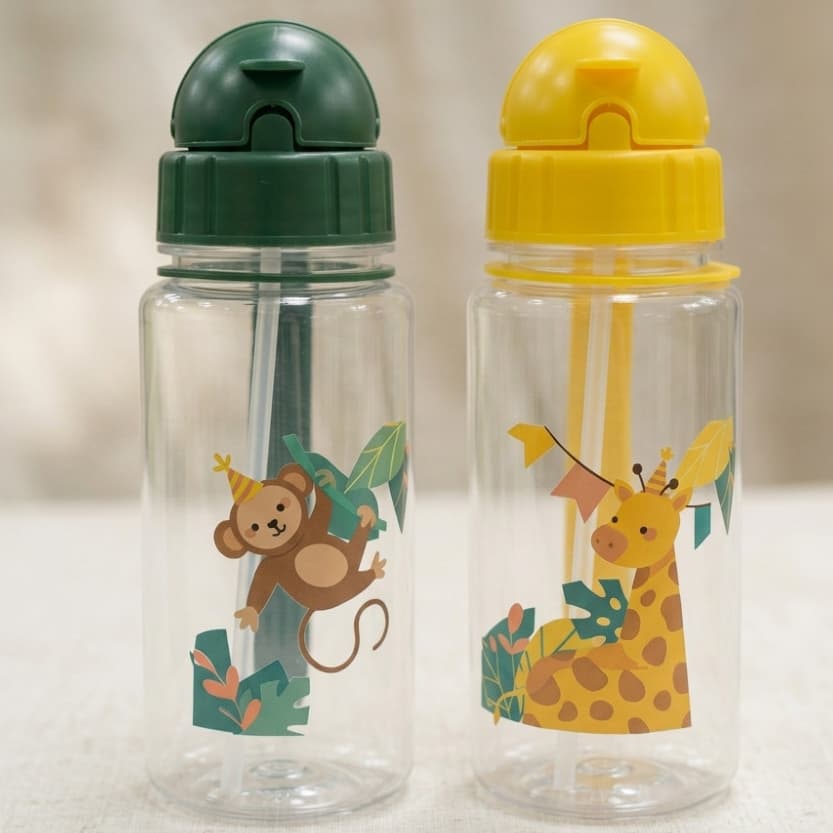 Garrafinha Infantil 400ml Girafa Macaco 🦒🐵 | Ideal para Escola, Passeios Prática e Leve
